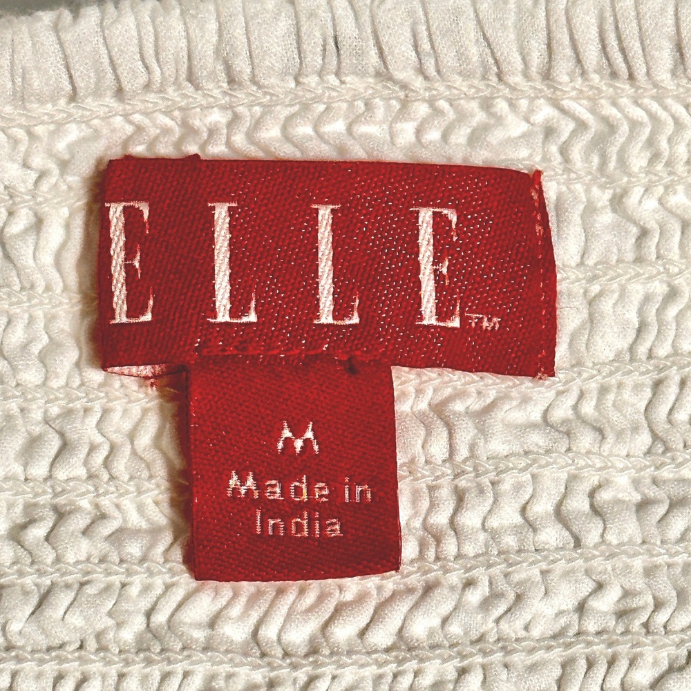 Elle‎ Eyelet Dress Women White Cotton Size M Halter Neck Smocked Back Coquette - Picture 11 of 16